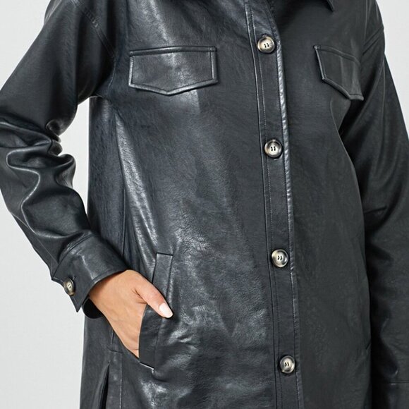 MYSTREE TWOFER HOODIE FAUX LEATHER JACKET - Picture 8 of 8